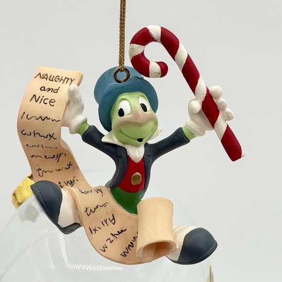 Disney Other - Disney Pinocchio Jiminy Cricket Naughty & Nice Christmas Ornament Buena Vista Fl